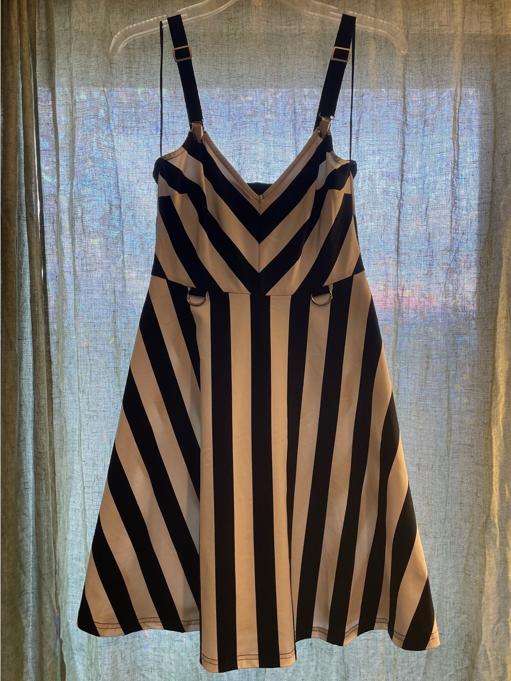 Killstar Black and White Striped Midi Dress